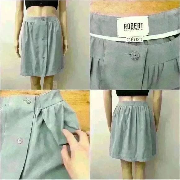 Robert Pastel Blue high waisted A-line button front mini skirt. Size XS. - Picture 6 of 6
